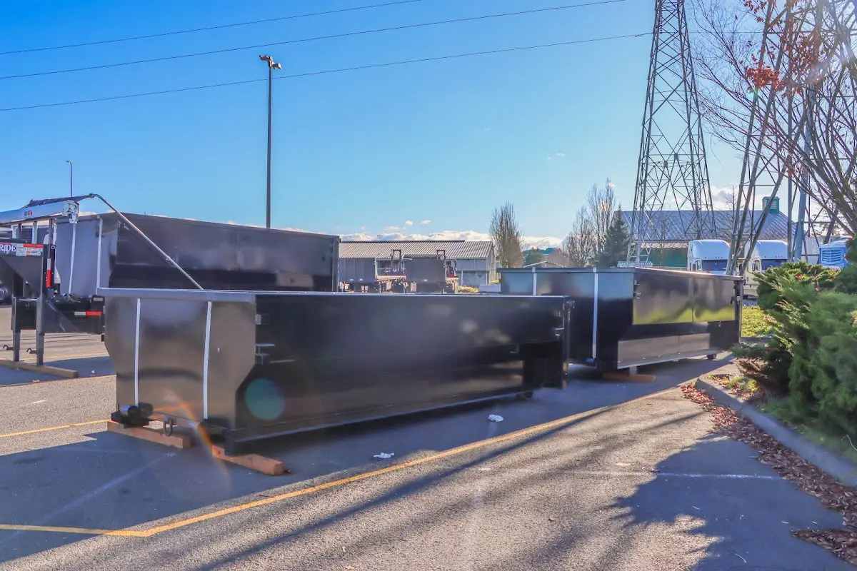 Roll-off dumpster ready for waste disposal at job site for 4 Yard Dumpster Rental in Berkeley Heights
